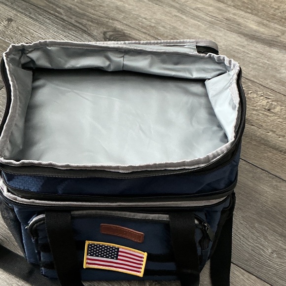 Stylish Navy Duffel Bag with Flag Patch - Picture 2 of 5